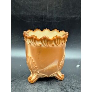 Antique Greentown EAPG Chocolate Carmel Slag Glass Sugar Bowl Spooner 4.5"